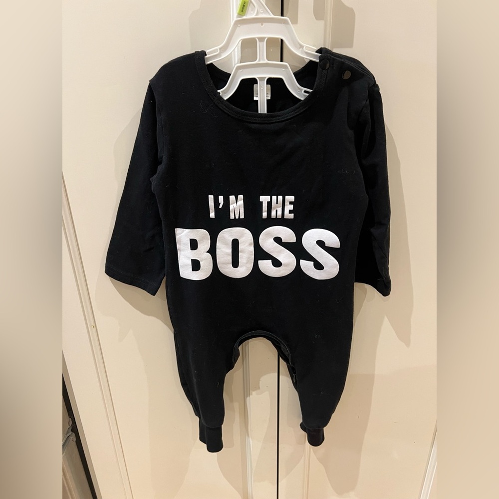 Black I’m the Boss romper 12m